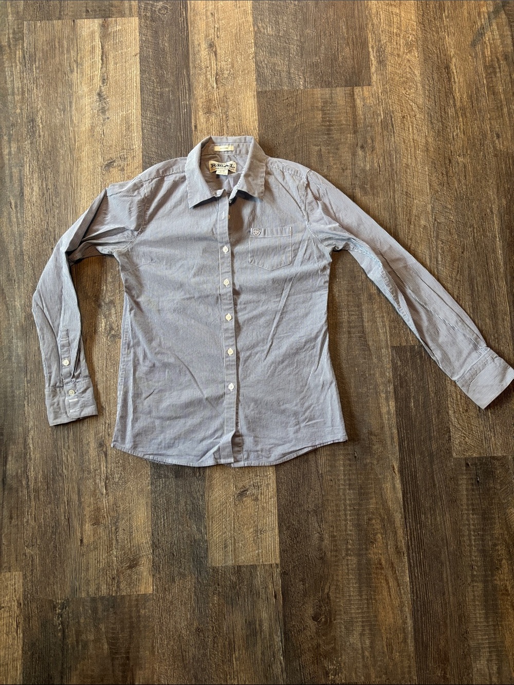 Ariat Womens Kirby stretch blue stripe Button-Down Shirt size medium True Blue